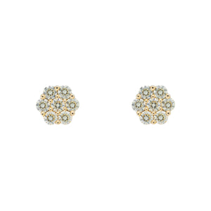 LeRongé Diamond Floral Cluster Stud Earrings