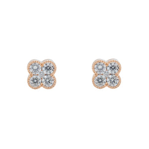 LeRongé Diamond Clover Stud Earrings