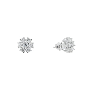 Diamond Floral Cluster Stud Earrings