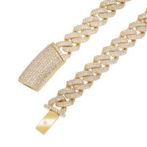 LeRongé Diamond prong Cuban necklace in yellow gold