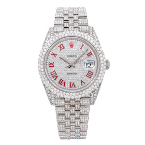Rolex Datejust 41MM with Red Dial Diamond Watch