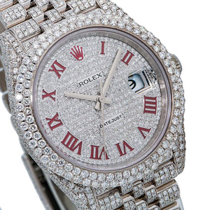 Rolex Datejust 41MM with Red Dial Diamond Watch
