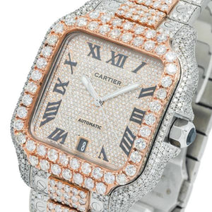 Cartier Santos 40MM with Diamond Dial and Two Tone Bracelet