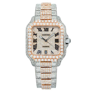 Cartier Santos 40MM with Diamond Dial and Two Tone Bracelet