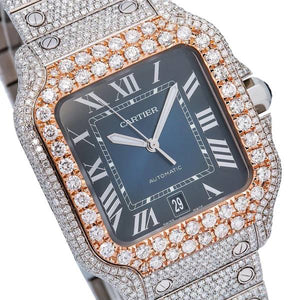 Cartier Santos 40MM Blue Dial Diamond Watch