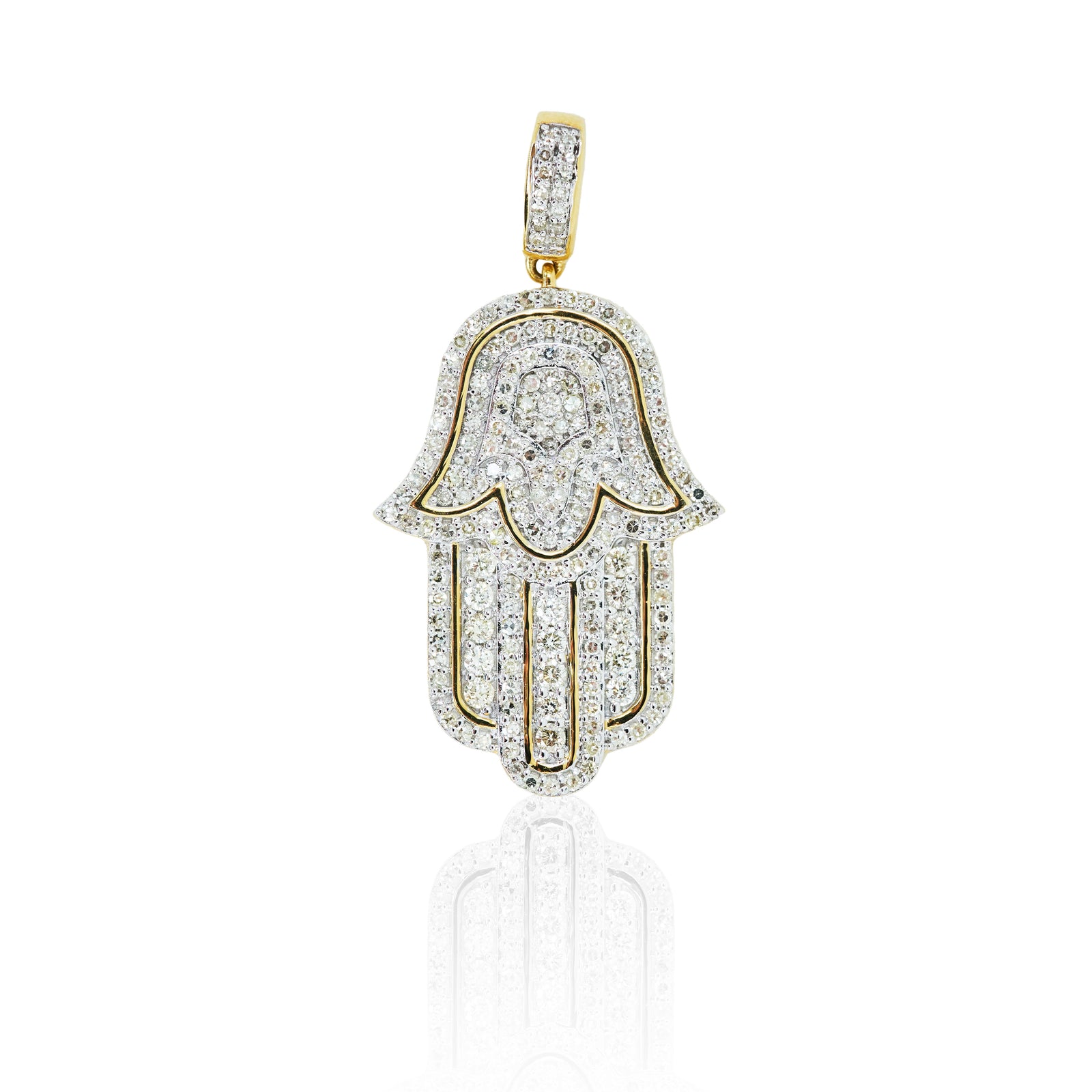  Diamond Detailed Hamsa Pendant  0.98 ctw