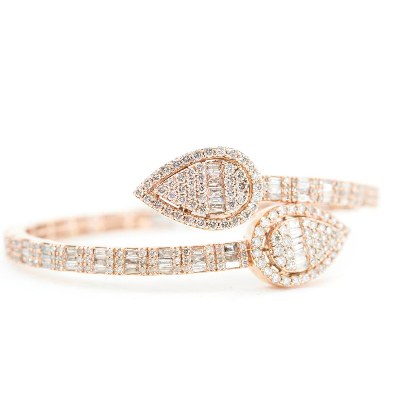 Diamond Baguette Petal Bangle bracelet 6.85 ctw