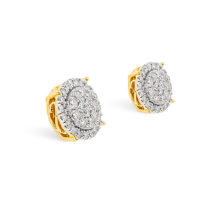 Diamond Round Cluster Earrings 1.05 ctw