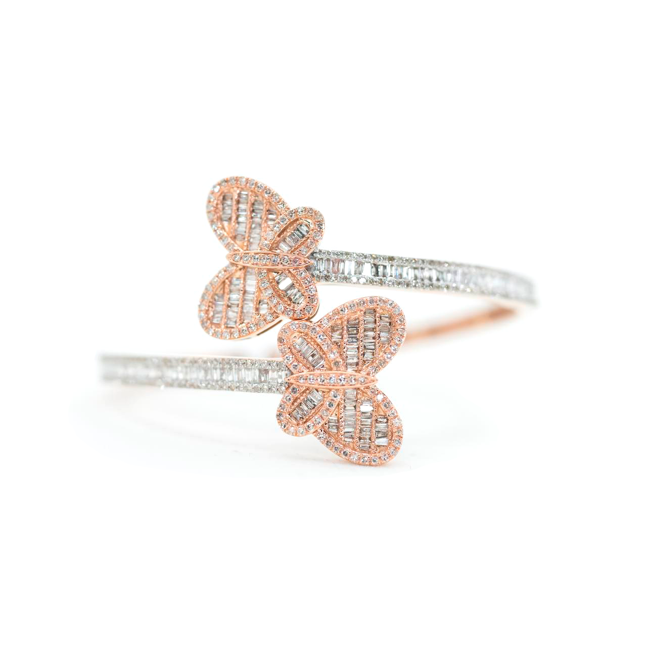 Diamond Baguette Butterfly Bangle bracelet 2.86 ctw