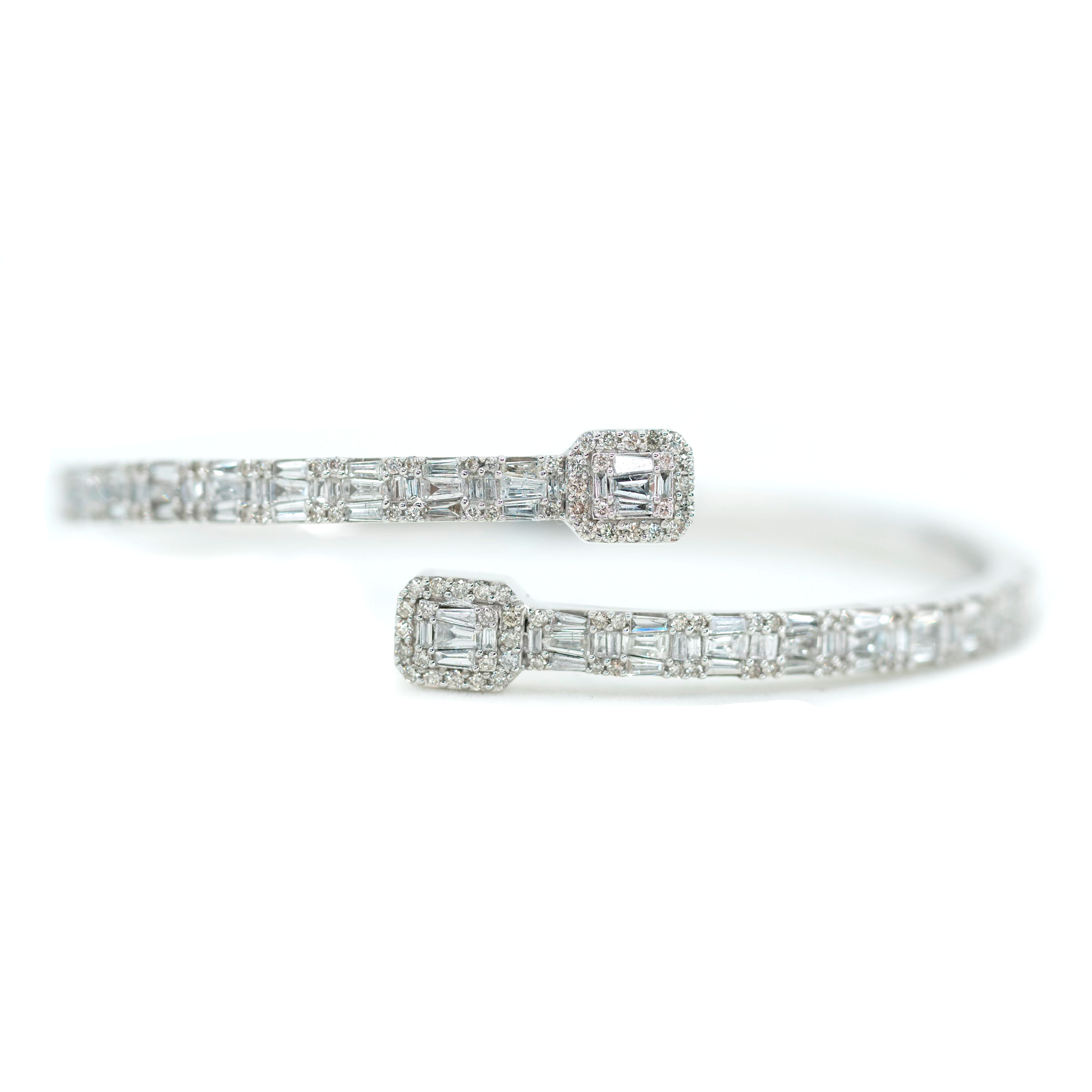 Diamond Baguette Square bangle bracelet 3.31 ctw