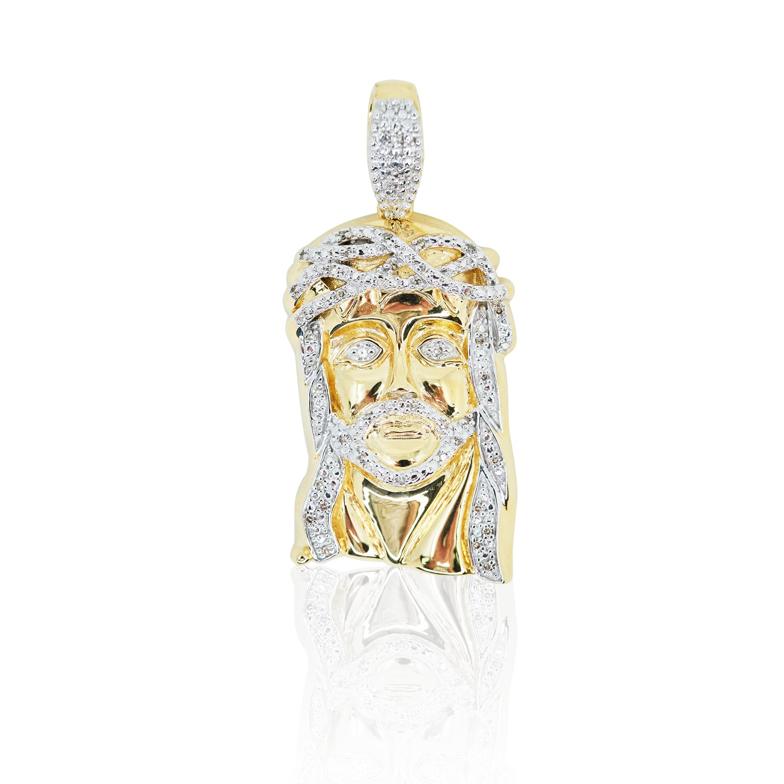 Diamond Jesus Head Pendant 0.14 ctw