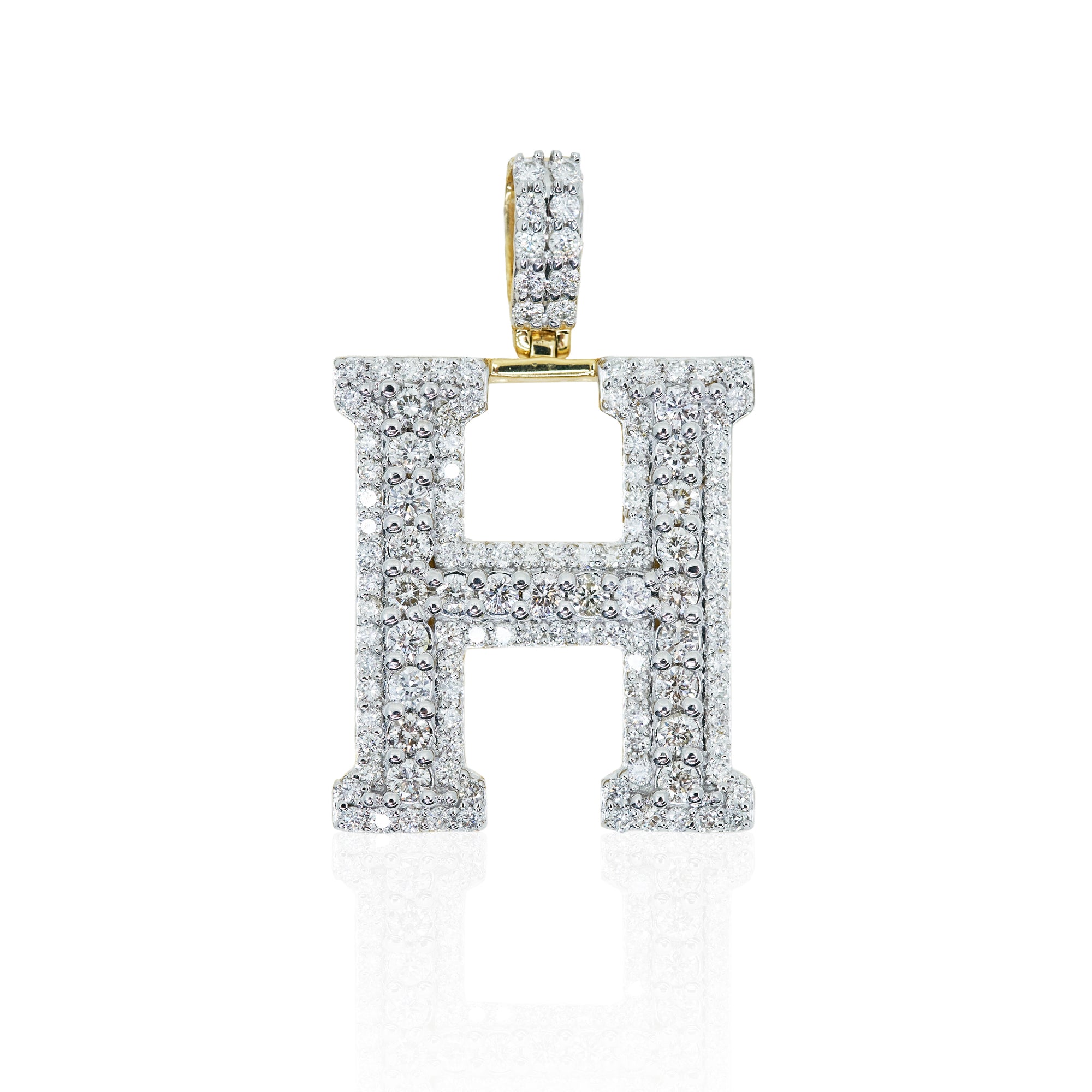 Diamond H Initial Letter Pendant 2.10 ctw