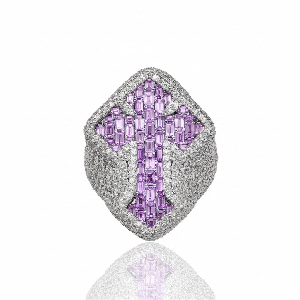 LeRongé Diamond Amethyst Cross Ring