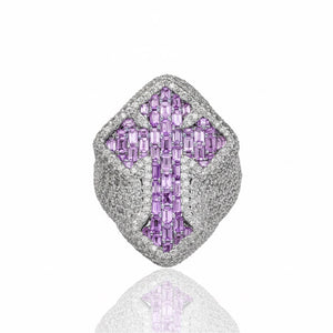 LeRongé Diamond Amethyst Cross Ring