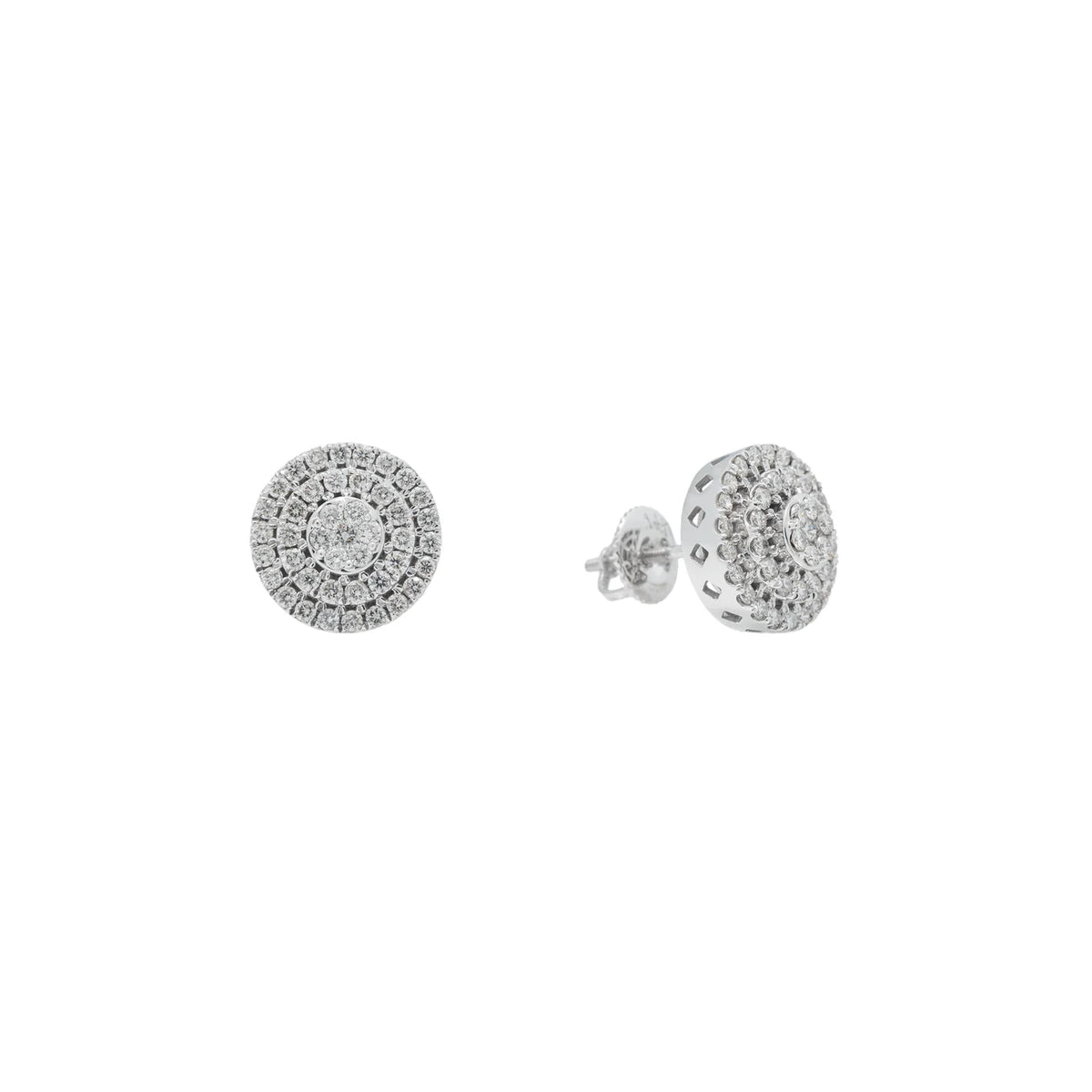 LeRongé Diamond Halo Disc Stud Earrings