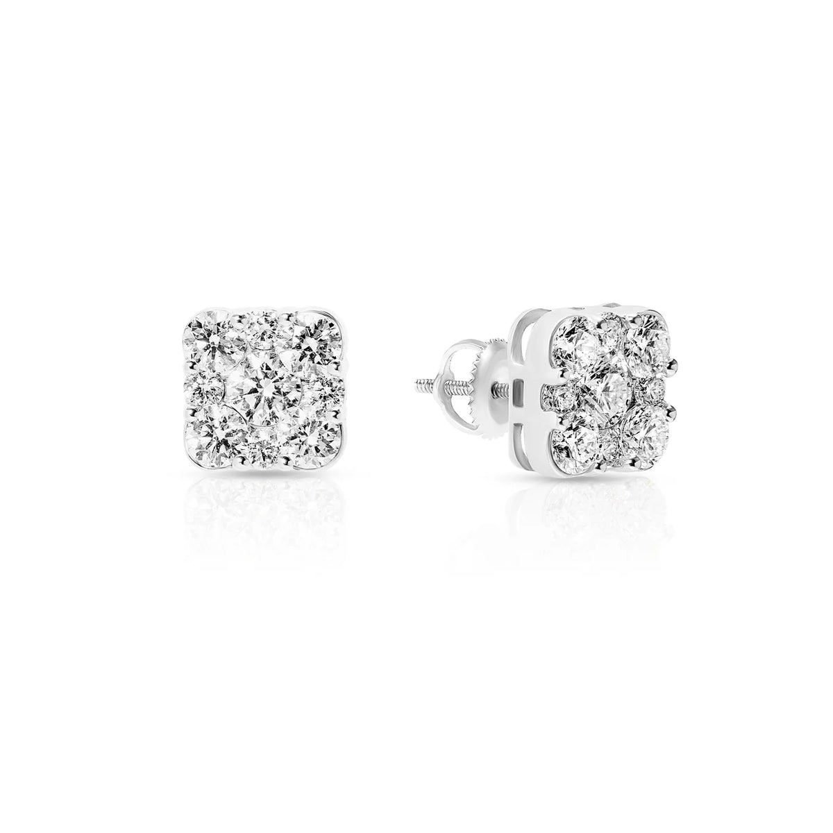 LeRongé Diamond Cushion Cluster Stud Earrings