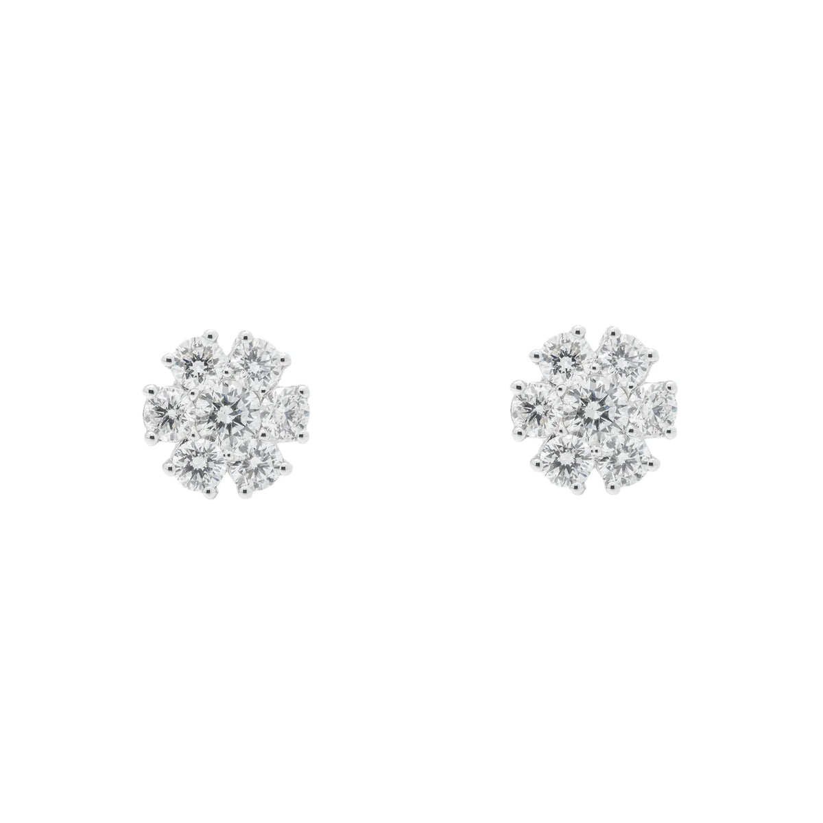 LeRongé Diamond Floral Cluster Stud Earrings