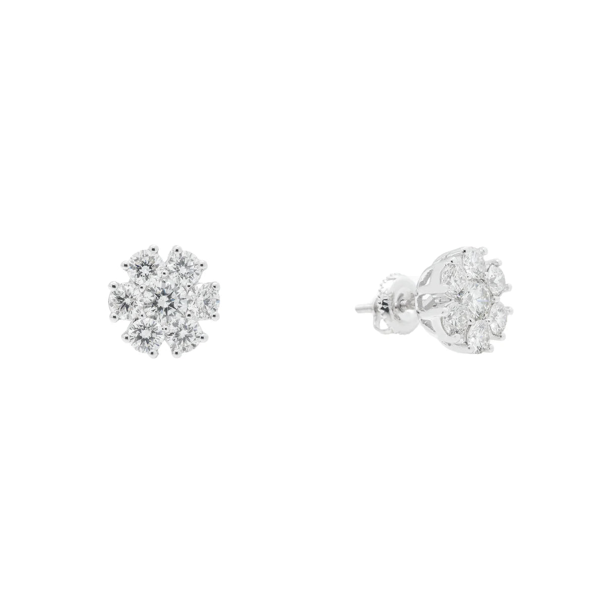LeRongé Diamond Floral Cluster Stud Earrings