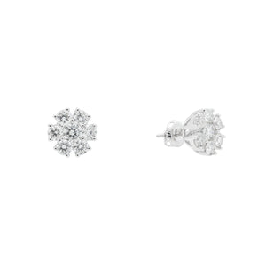 LeRongé Diamond Floral Cluster Stud Earrings