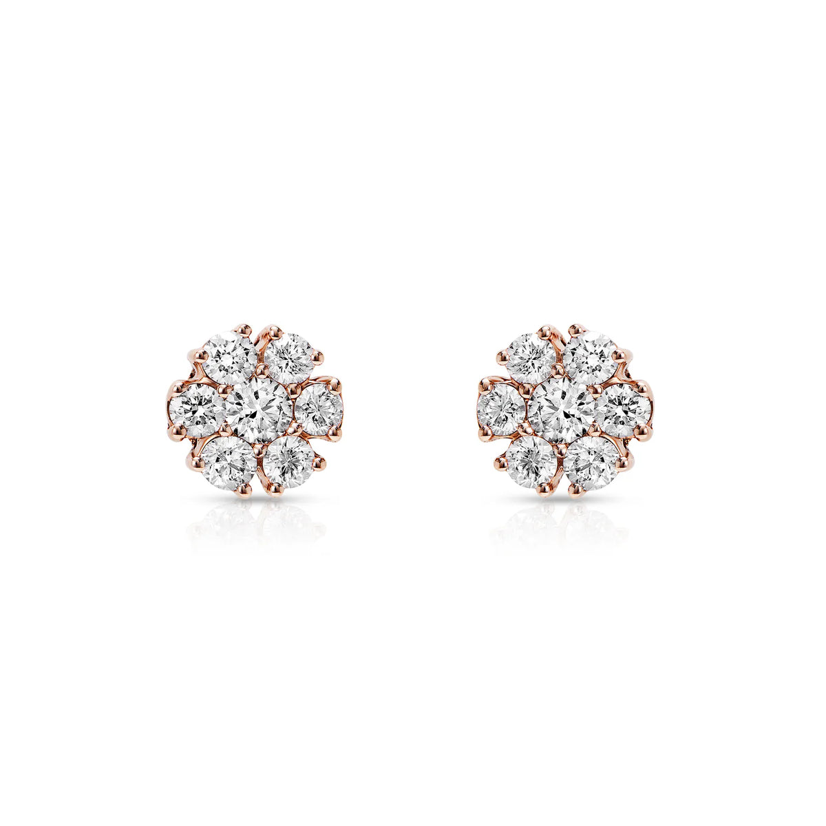 LeRongé Diamond Floral Cluster Stud Earrings