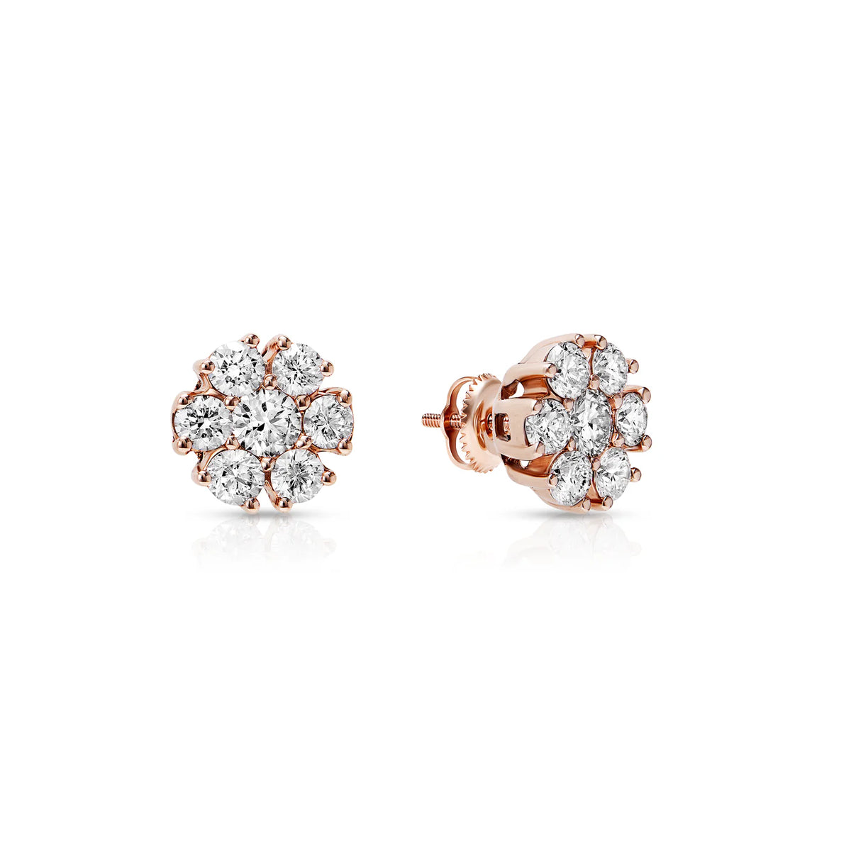 LeRongé Diamond Floral Cluster Stud Earrings