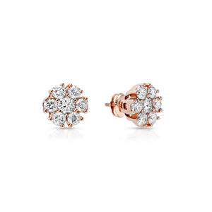 LeRongé Diamond Floral Cluster Stud Earrings