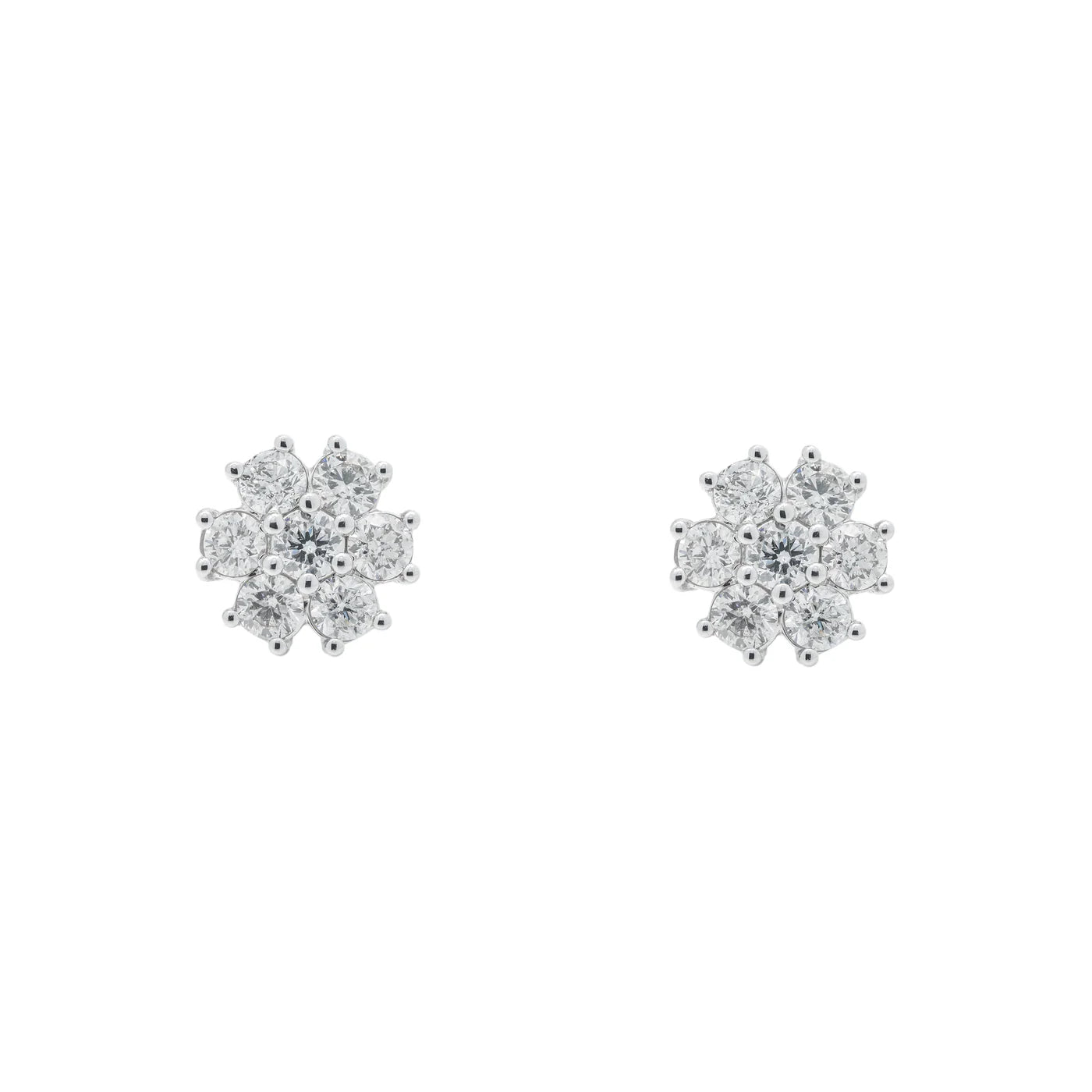 Diamond Floral Cluster Stud Earrings