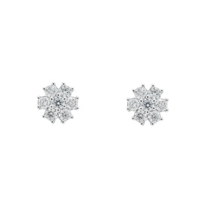 Diamond Floral Cluster Stud Earrings