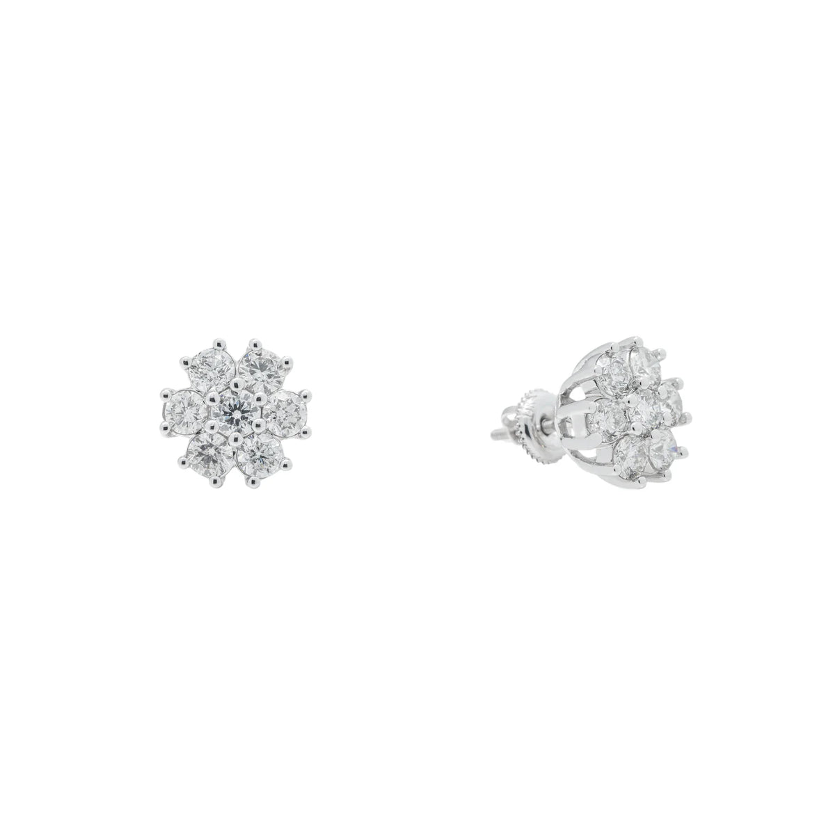 Diamond Floral Cluster Stud Earrings