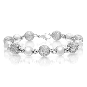 LeRongé Pearl & Diamond Ball Bracelet