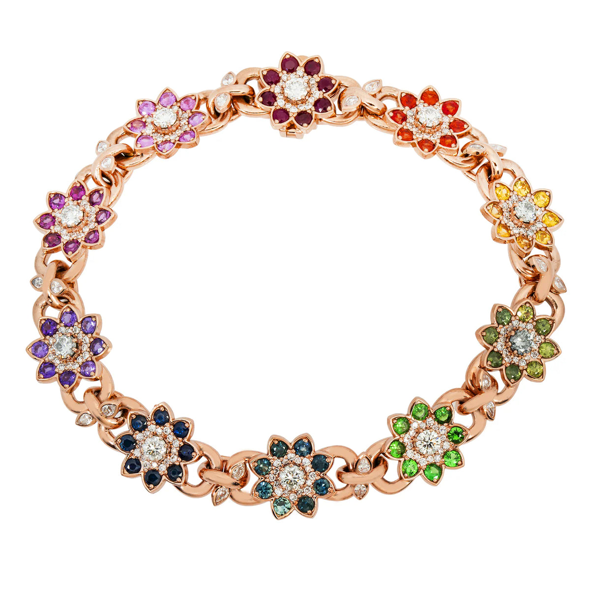 LeRongé flower diamond gemstone bracelet