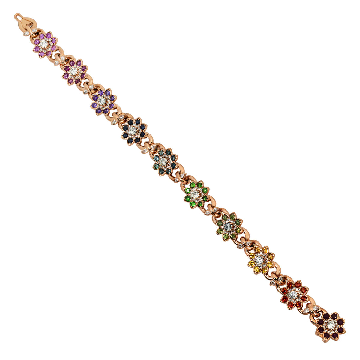 LeRongé flower diamond gemstone bracelet