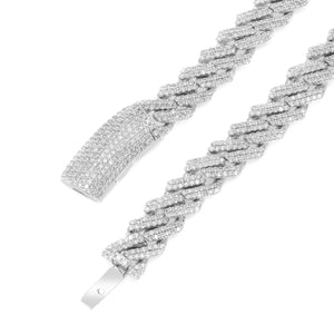 LeRongé Diamond Prong Cuban Necklace in white gold