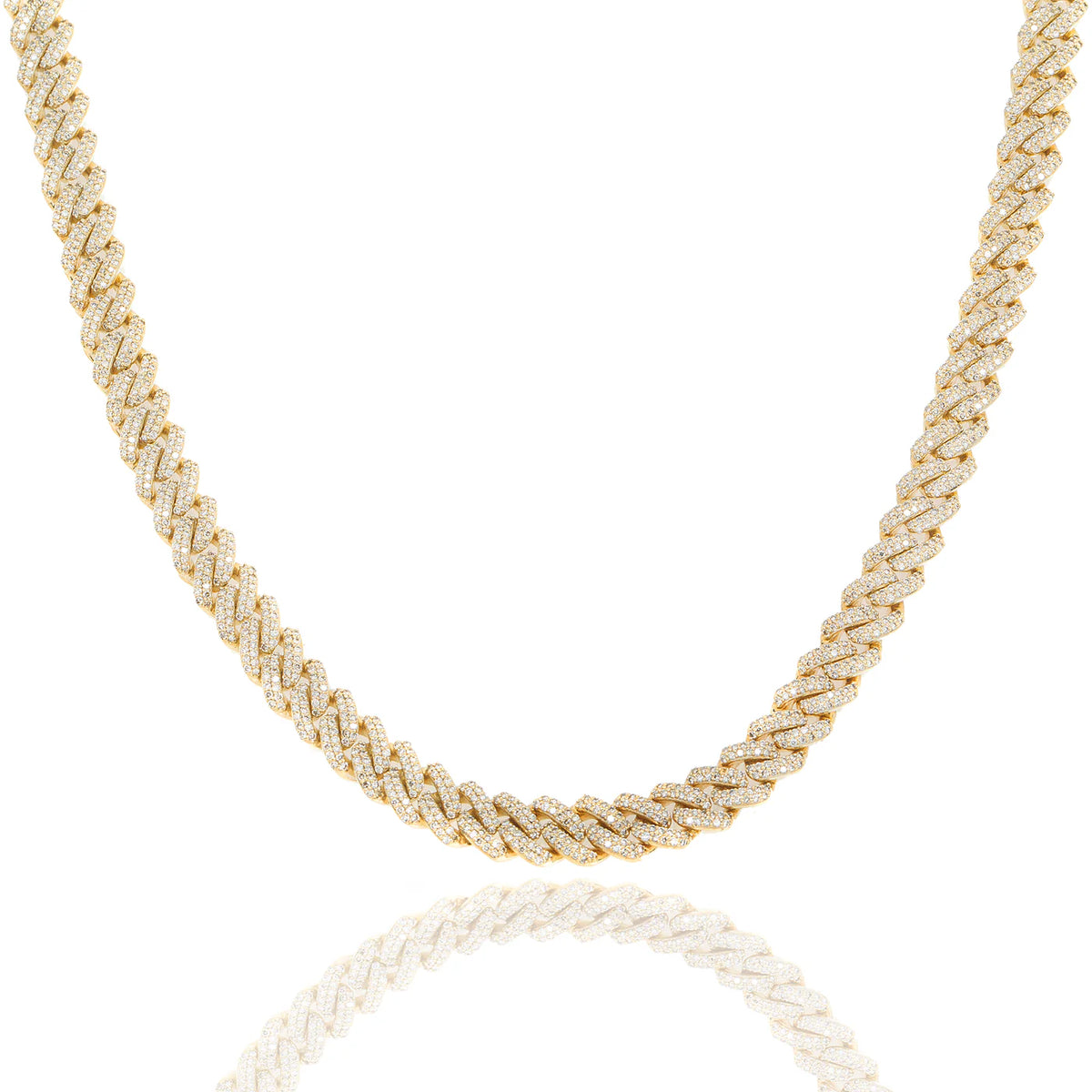 LeRongé Diamond prong Cuban necklace in yellow gold