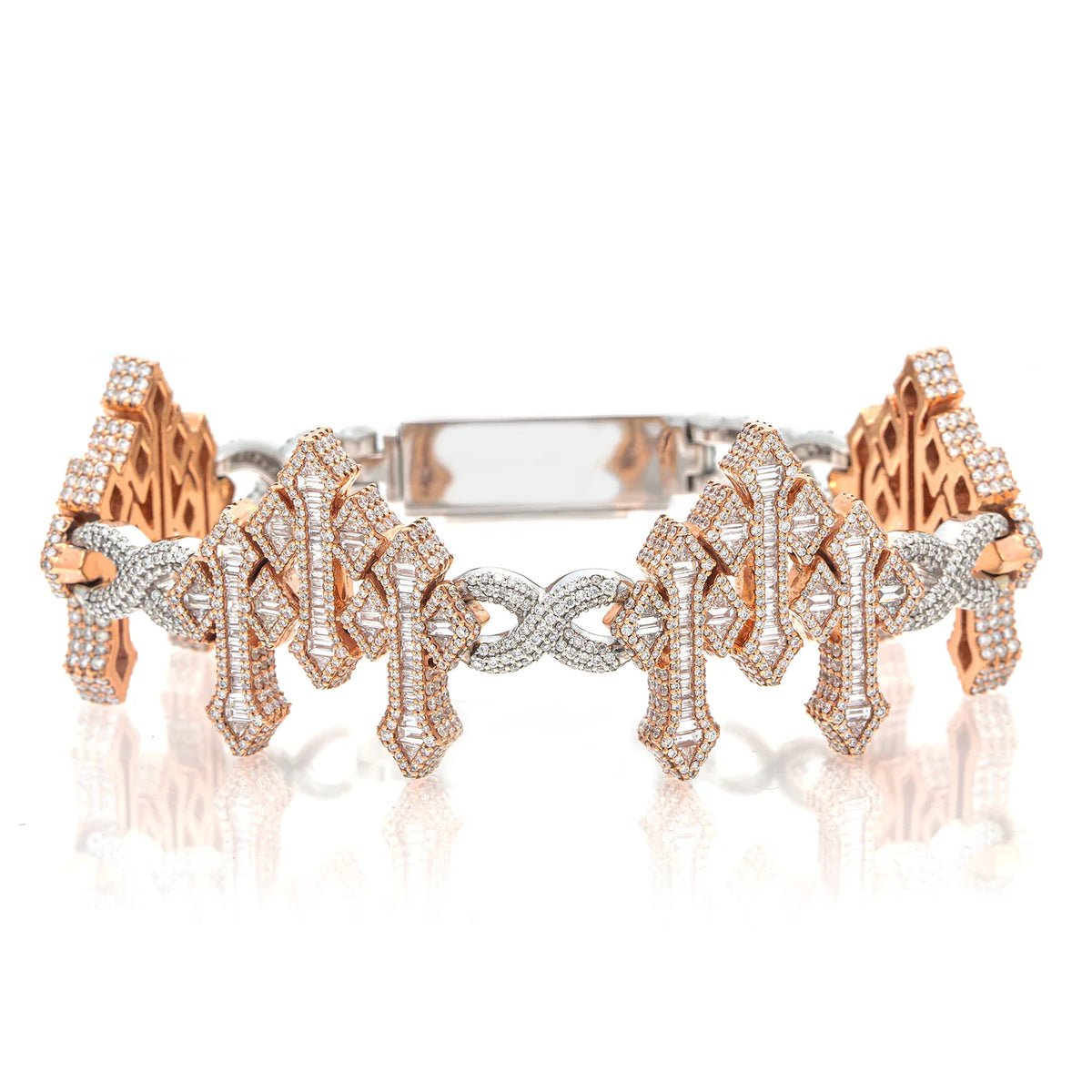 LeRongé Double Tone Triple Cross Bracelet