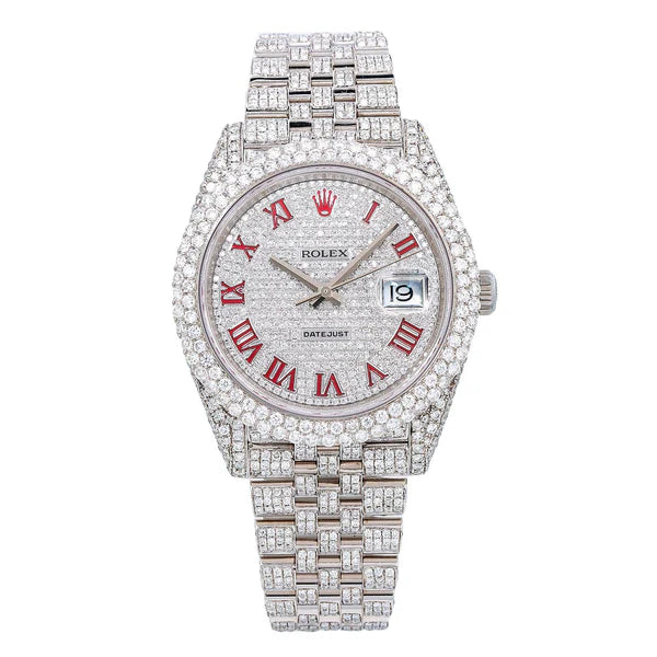 Rolex Datejust 41MM with Red Dial Diamond Watch