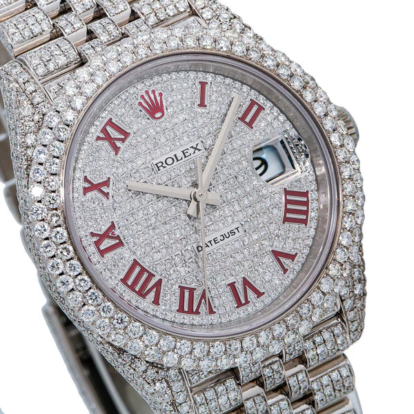 Rolex Datejust 41MM with Red Dial Diamond Watch