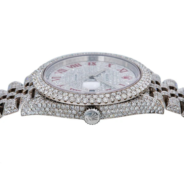 Rolex Datejust 41MM with Red Dial Diamond Watch