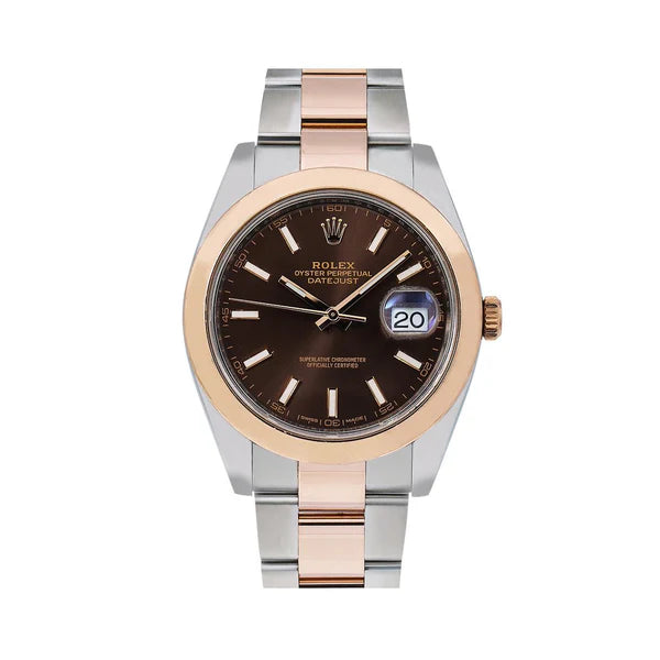 Rolex datejust 41mm brown dial two tone band