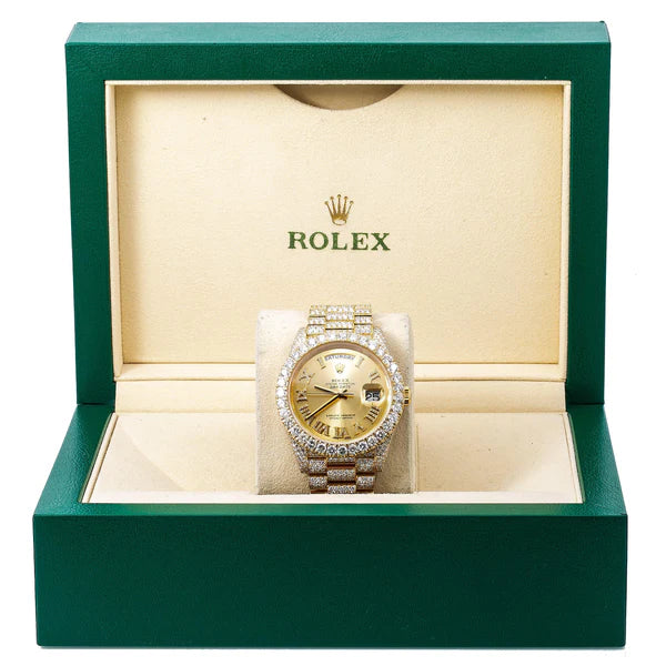 ROLEX DAY-DATE DIAMOND WATCH 40MM, CHAMPAGNE DIAMOND DIAL