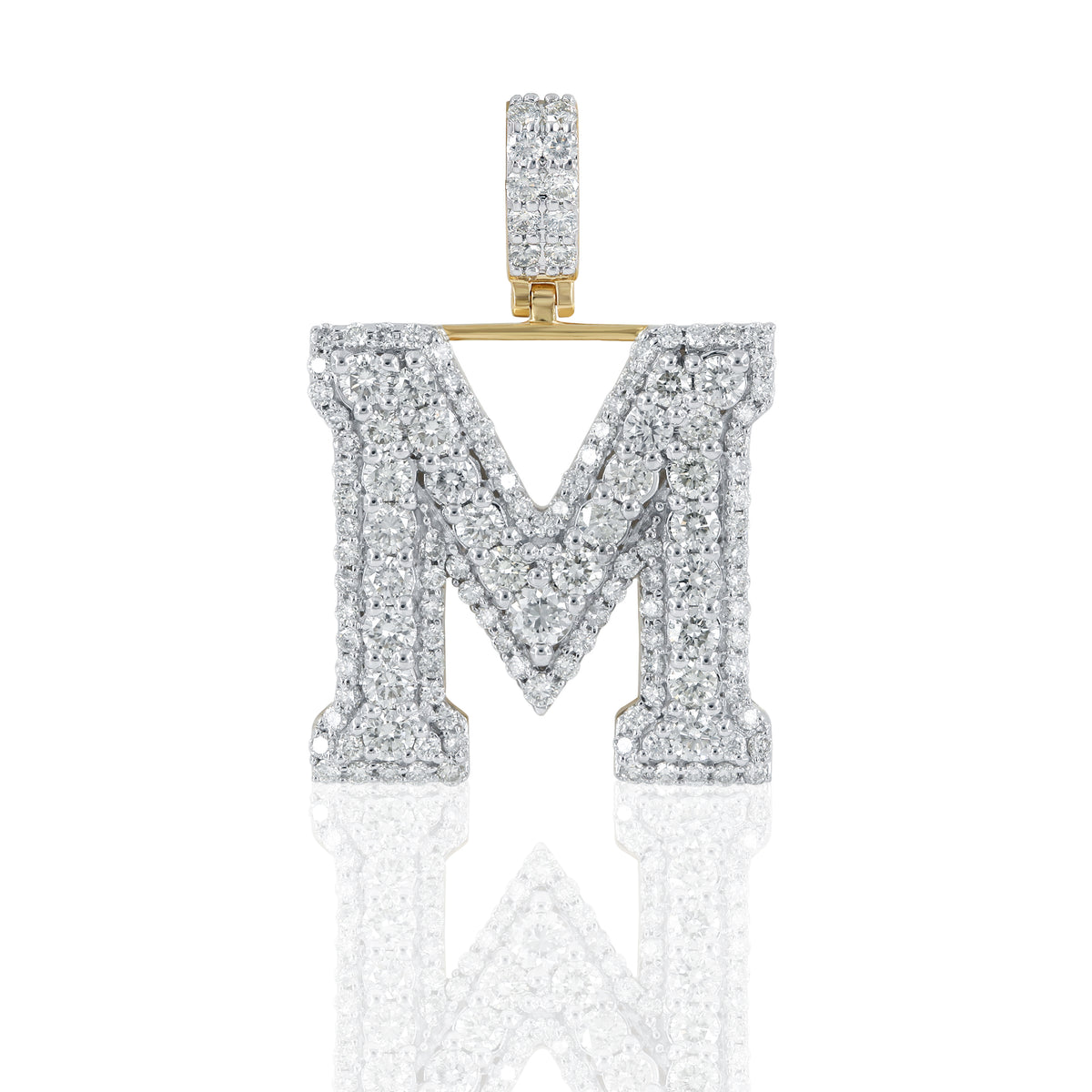 Diamond M Initial letter Pendant 2.74 ctw