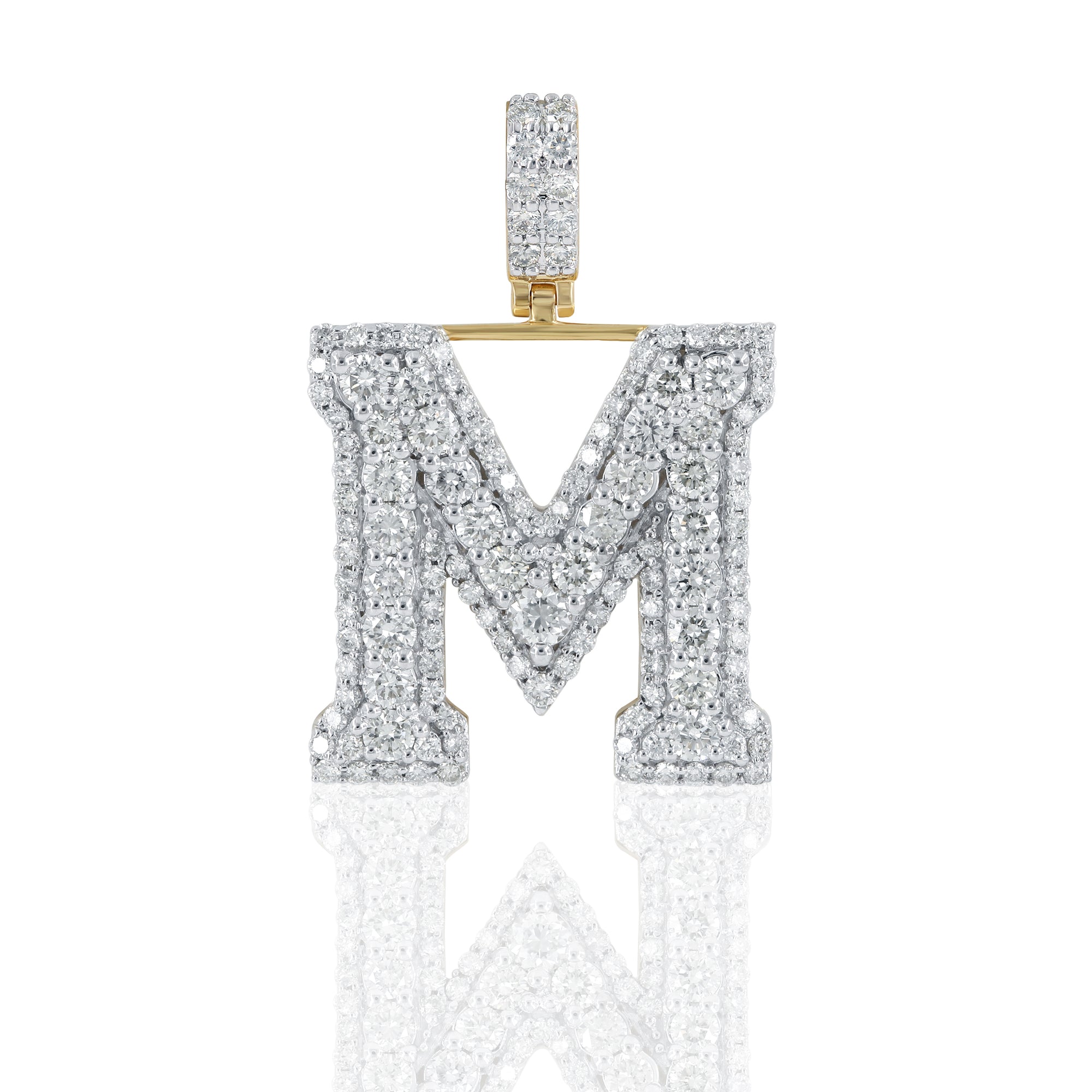 Diamond M Initial letter Pendant 2.74 ctw